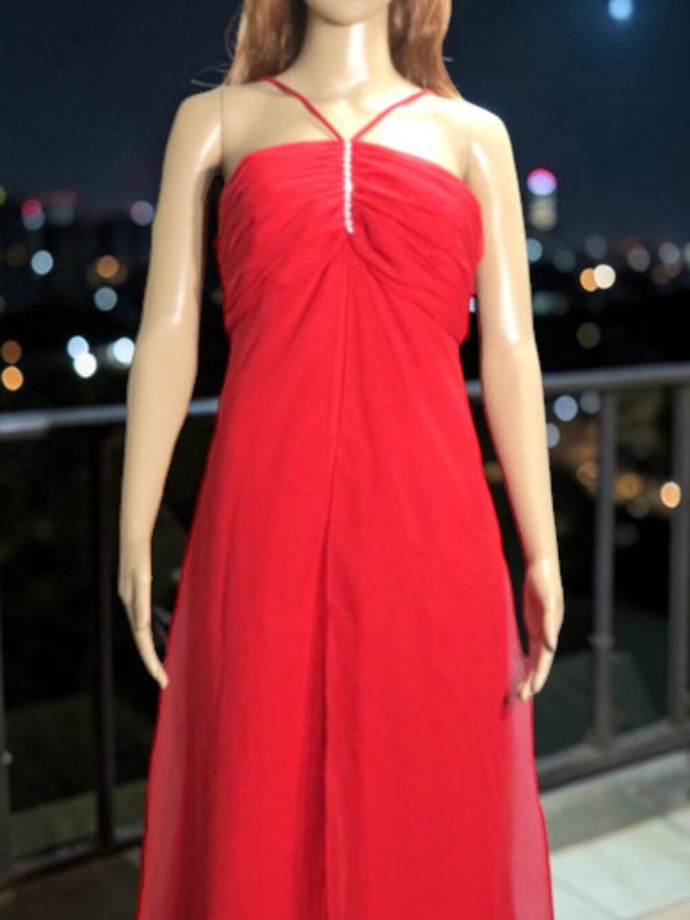 Vibrant Red Long Evening Gown